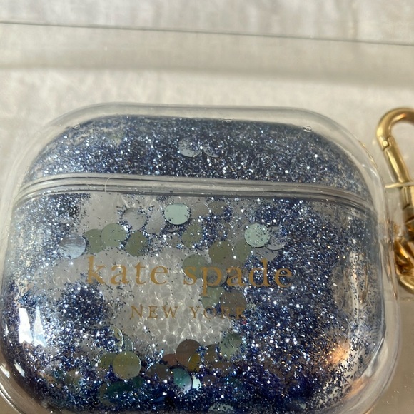 Kate Spade: Blue Glitter AirPods Case- Gen 3- Gold Tone - Picture 9 of 16